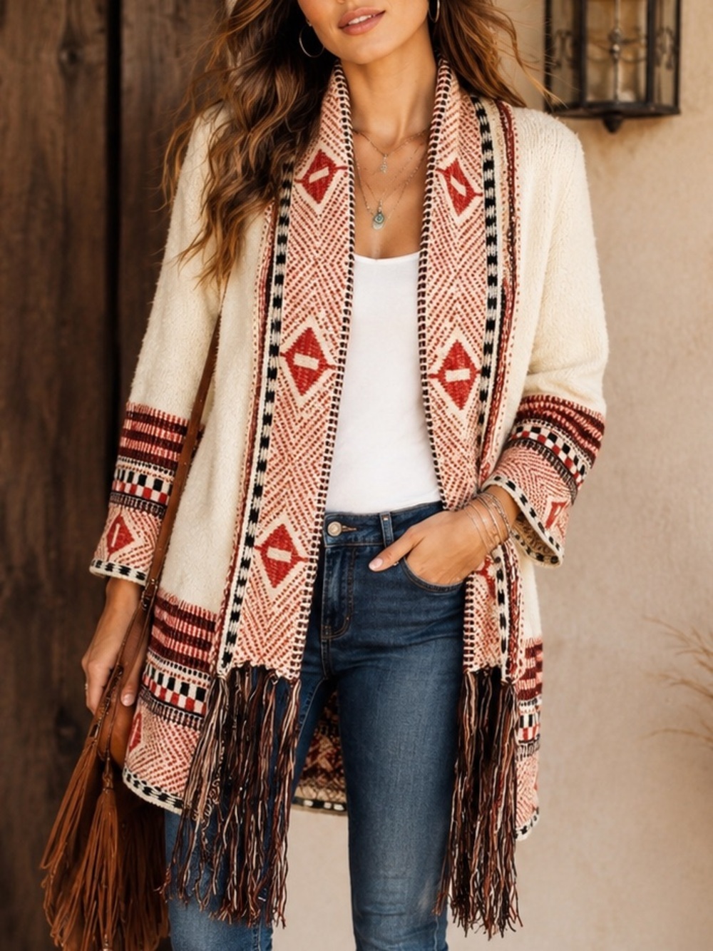 Maxsport Women's Long Cardigan Sweater Tribal or Aztec Pattern (681)
